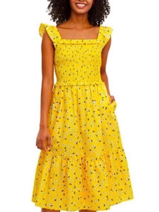kate spade Dresses & Skirts - kate spade Yellow Floral Smocked Midi Dress